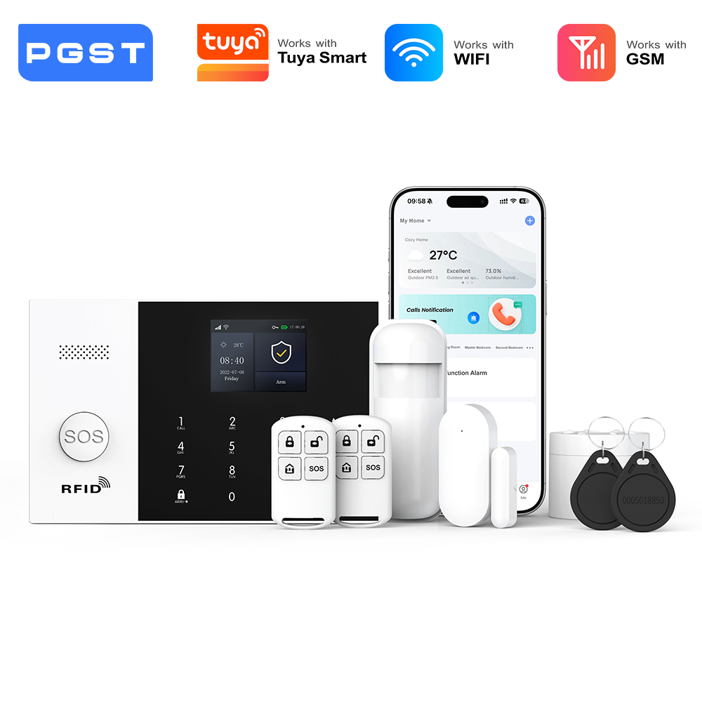 Home Automation Tutorial - PGST WiFi 2G GSMホームオートメーションアラームシステムキット、アラームシステムセット、セキュリティ保護、ドアPIRモーションセンサー、Tuya対応