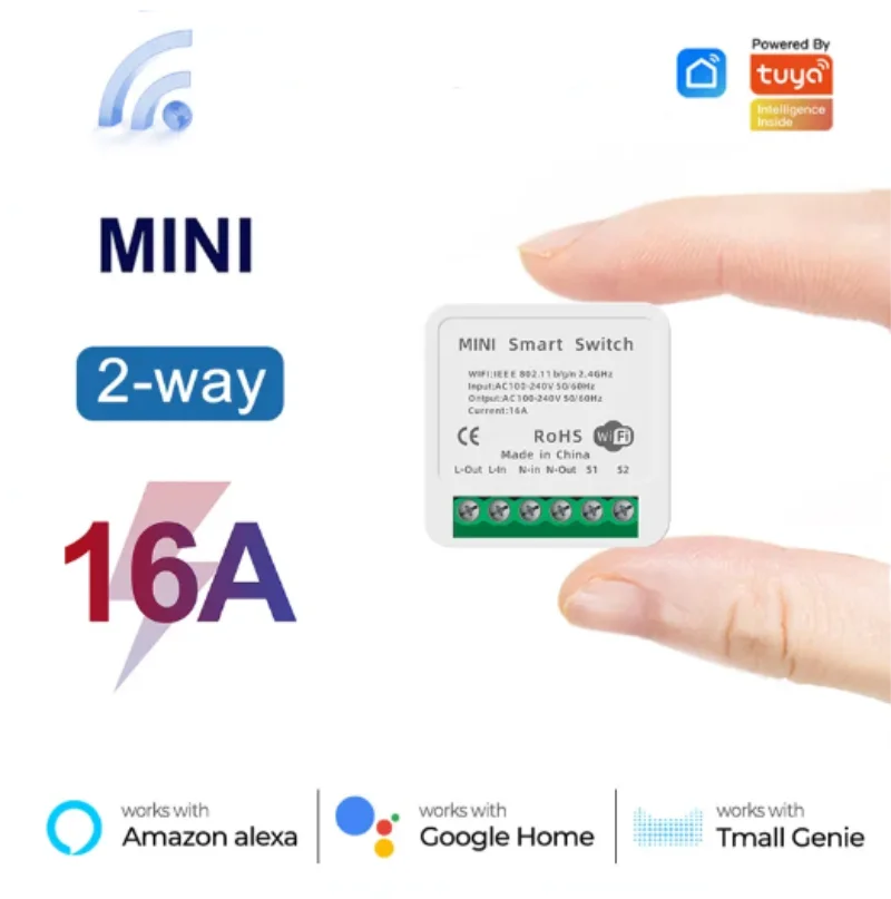 Home Automation Ideas - Tuya mini 16a wifiスイッチスマートライフアプリ2ウェイコントロールスマートホームオートメーションモジュール割り込み作業用alexa google home