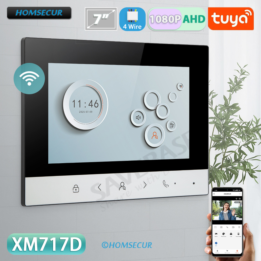 Smart Doorbell Wired - TuyaスマートWIFI屋内モニター 7インチ/10インチLCDスクリーン 4線式HD 1080Pハンズフリービデオドアホンインターホン ドアベル ホームセキュリティ