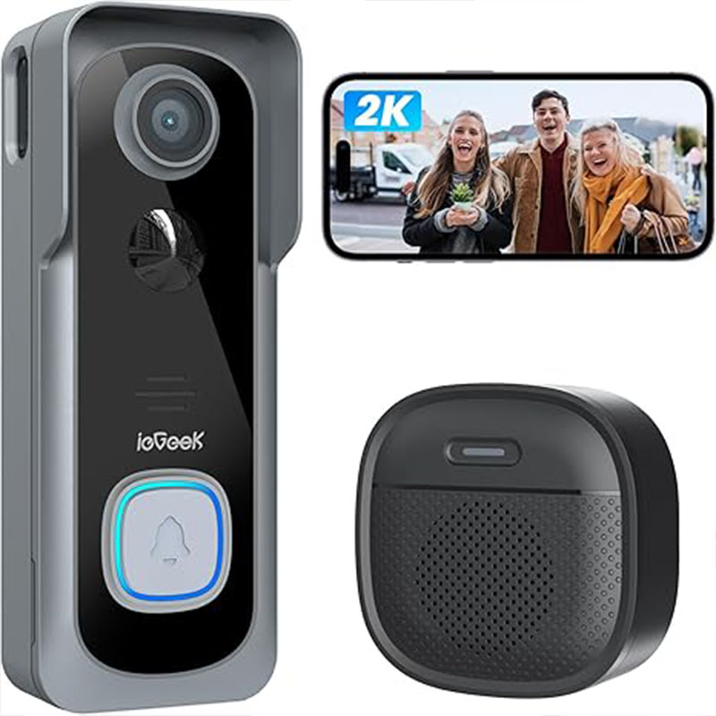 Smart Doorbell Wired - ieGeek 2K ドアベル カメラ ワイヤレス -