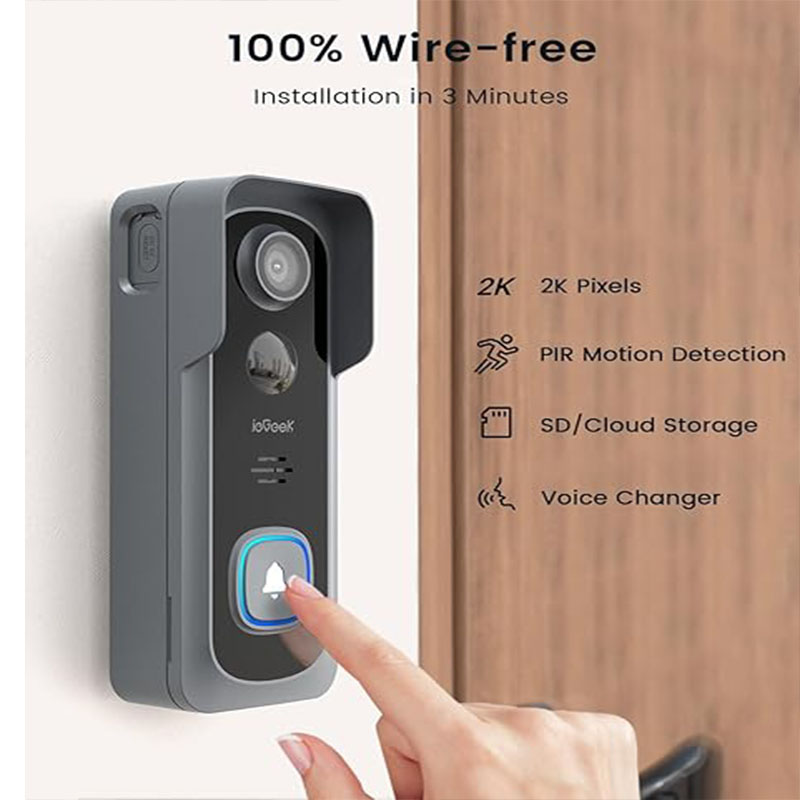 ieGeek 2K ドアベル カメラ ワイヤレス - チャイ - Smart Doorbell Wired のレビューと価格