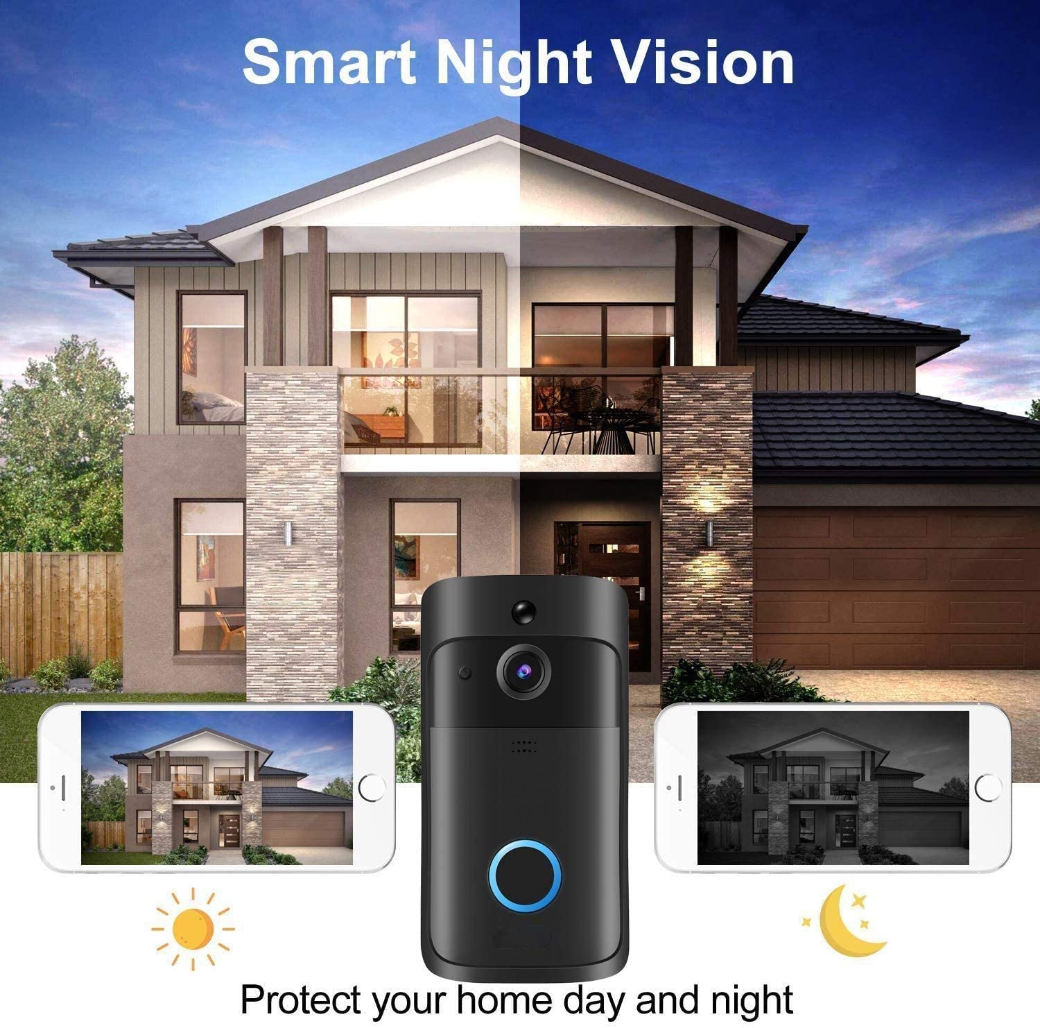 ビデオドアベルカメラ HD WiFi ドアベル ワイヤレス操 - Smart Doorbell Wired のレビューと価格