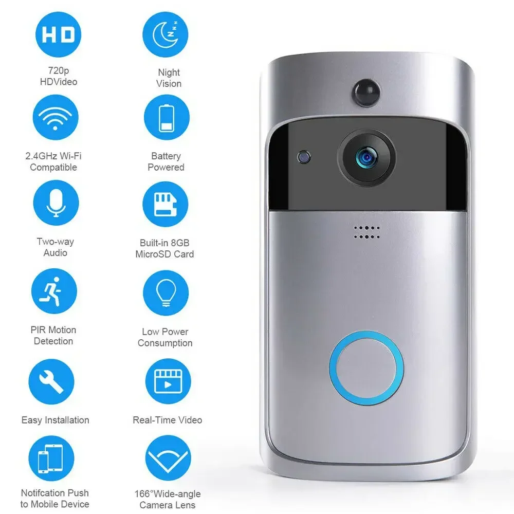 720P HD スマートホームワイヤレス WIFI ドアベル - Smart Doorbell Wired のレビューと価格